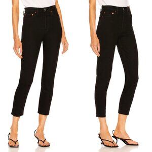 RE/DONE Black Originals High Rise Ankle Crop‎ Denim Jeans Womens Size 24